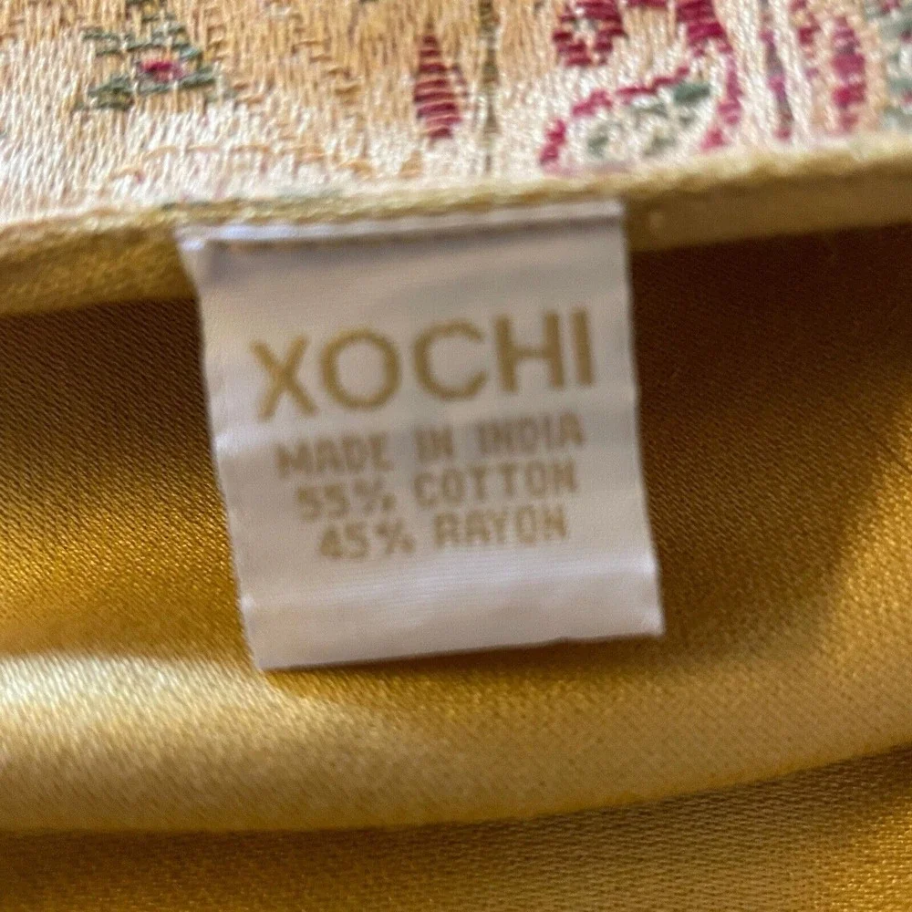 Set Of 6 XOCHI Yellow Gold Fall Autumn  19 X 14 Placemats Paisley Floral Boho